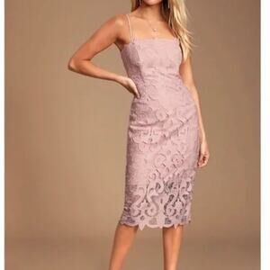 Revolve Bardot Women's Lina Lace Sheath Dress Large 10 Pink Rose